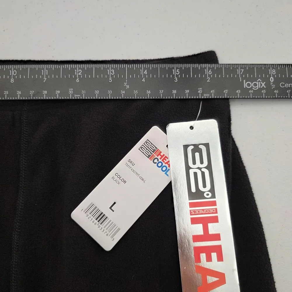 32 Degrees Heat Thermal Leggings Mens L Black New Fleece Lined Base Layer